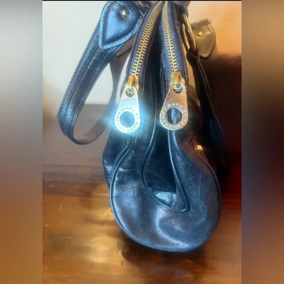 Marc Jacobs Distressed
Leather Signature Satchel - 
Dark Navy Large Soft Slouchy - Picture 7 of 13